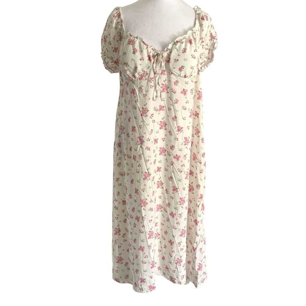NWT Cream & Pink Feminine Coquette Prairie Plus Size 16/18 Sweetheart Maxi Dress